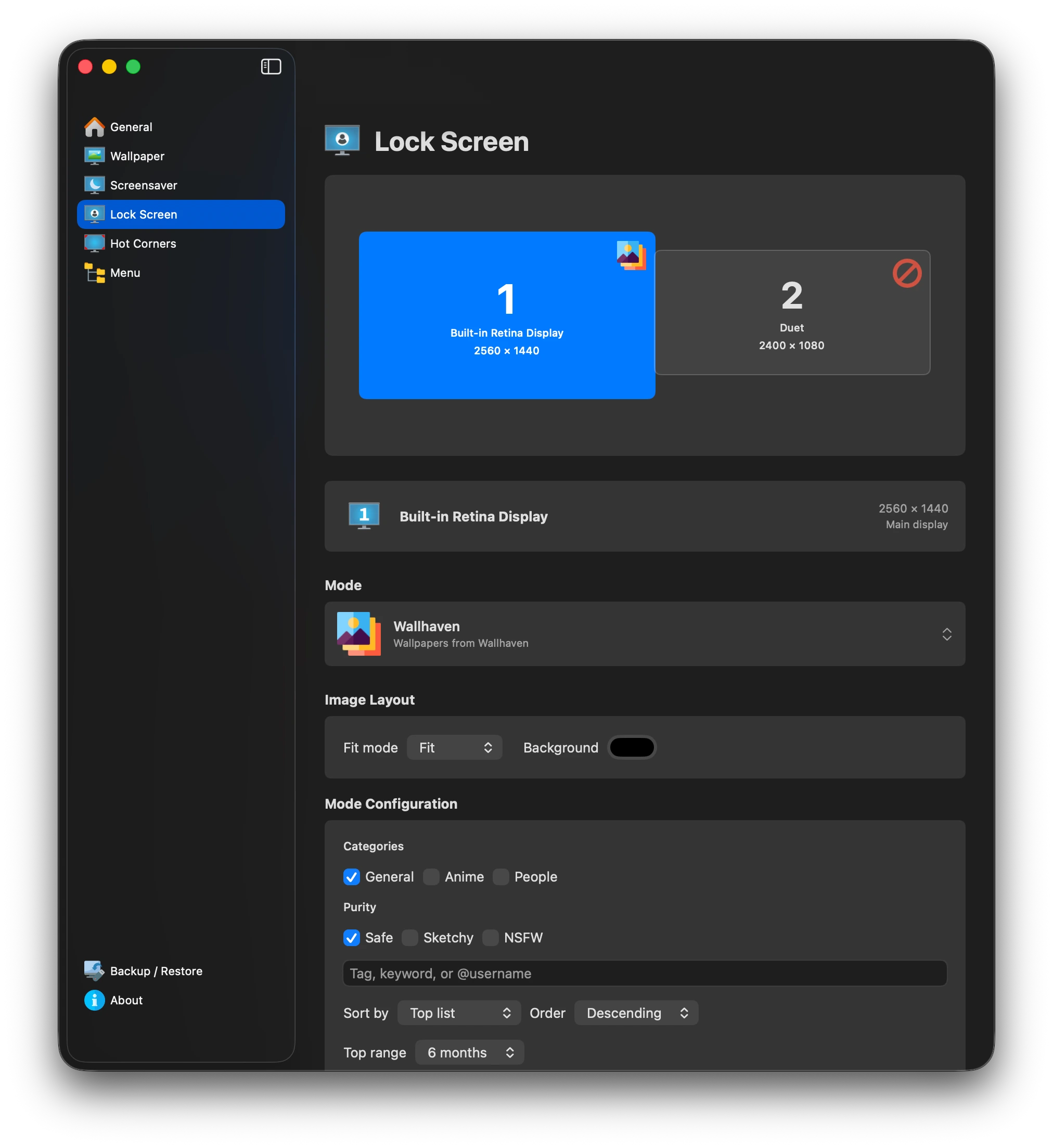 LumoTray lockscreen settings on macOS